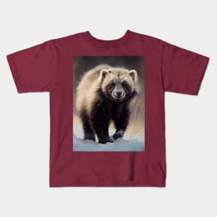 Arctic Wolverine-Oil paint Kids T-Shirt